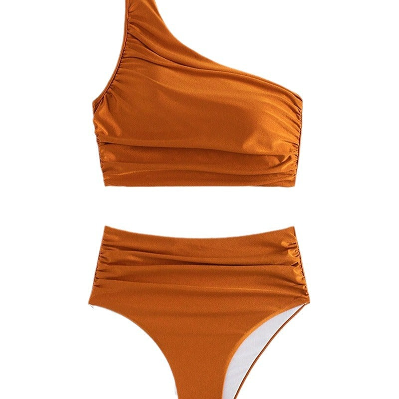 Avril — Bikini deux-pièces asymétrique caramel