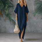 Robe d'été ample col V — Géométrie et légèreté