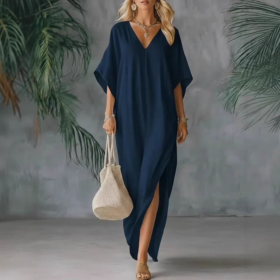 Robe d'été ample col V — Géométrie et légèreté