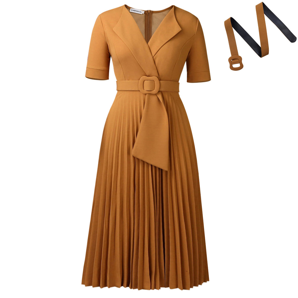 Robe midi taille haute ceinturée - Élégance intemporelle