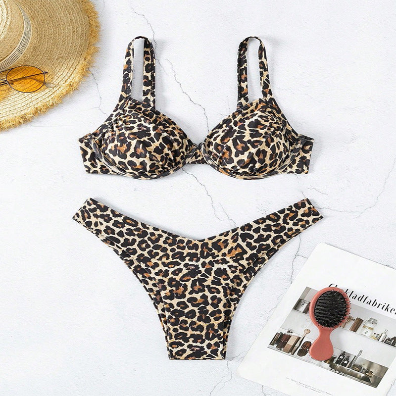 Sophia — High-waisted leopard-print swimsuit