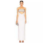 Robe du soir blanc à haut tube orné de diamants