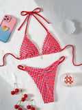 Inès — Red two-piece triangle bikini