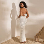 Knitted V-neck beach dress