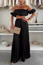 Ensemble haut tube et pantalon larges en satin - Chic&Shines