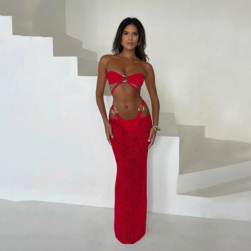 Nina — Pink skirt three-piece set