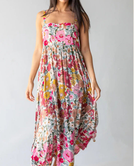 Robe sans manches motifs floraux - Coupe décontractée