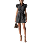 Robe polo col montant manches tombantes lacée