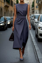 Robe longue irrégulière sans manches avec ceinture - Chic&Shines