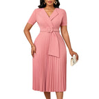 Robe midi taille haute ceinturée - Élégance intemporelle