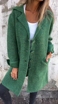 Long women's coat with a wrap closure | Elegant cotton coat for spring and autumn