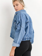 Veste en denim bleu avec col à revers pour l'automne