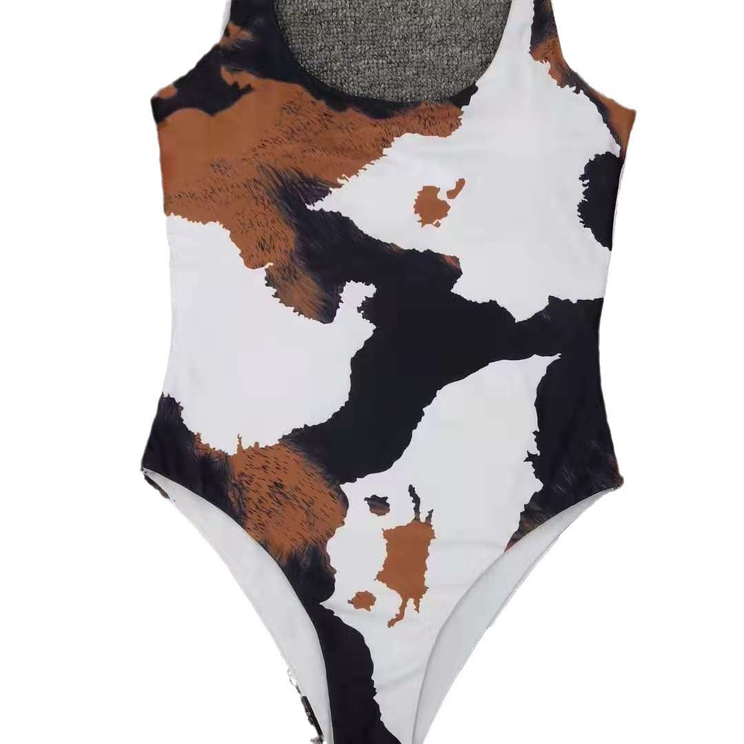 Lalie — Bikini deux-pièces taille haute blanc imprimé