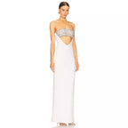 Robe du soir blanc à haut tube orné de diamants