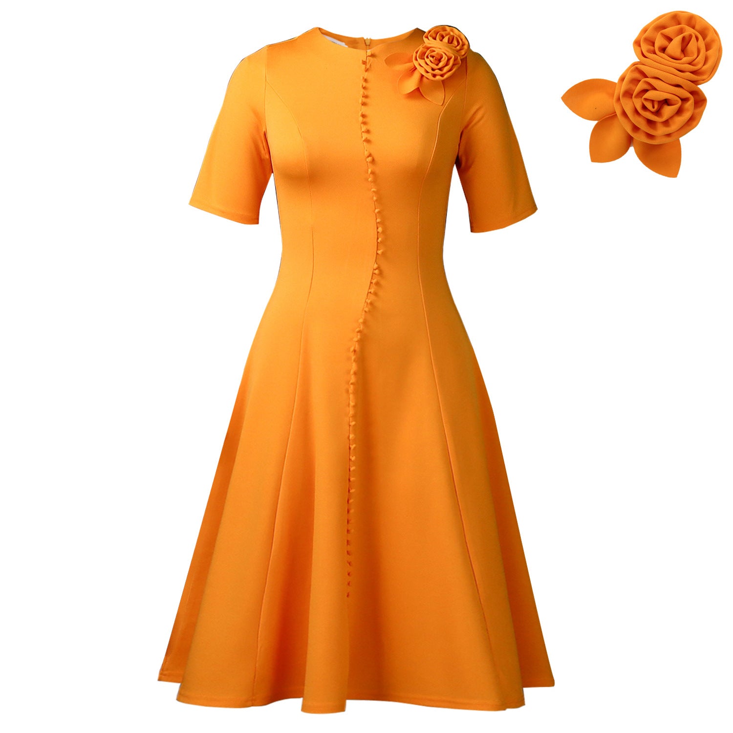 Robe midi col rond élégante - Design épuré et intemporel