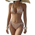 Ariane — Cream two-piece bikini with metallic finishes
