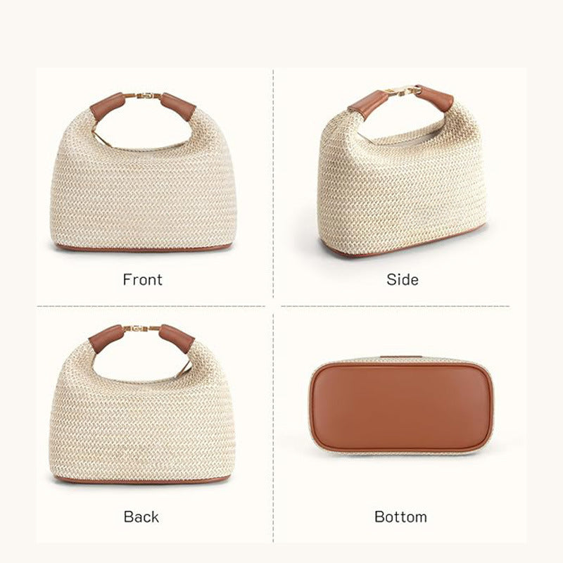 Straw woven shoulder bag