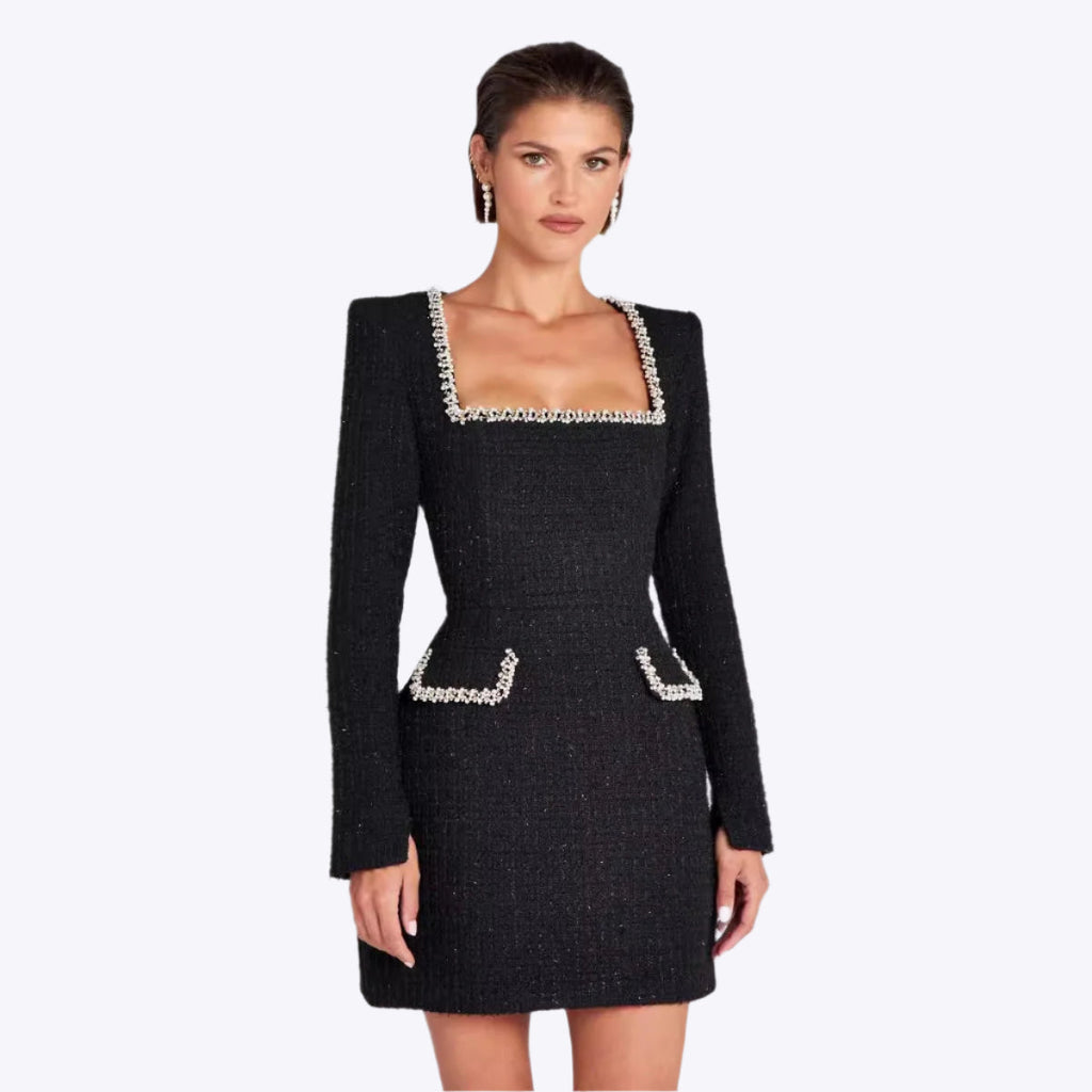 Marion | Robe élégante à col en U ornée de perles pour femme