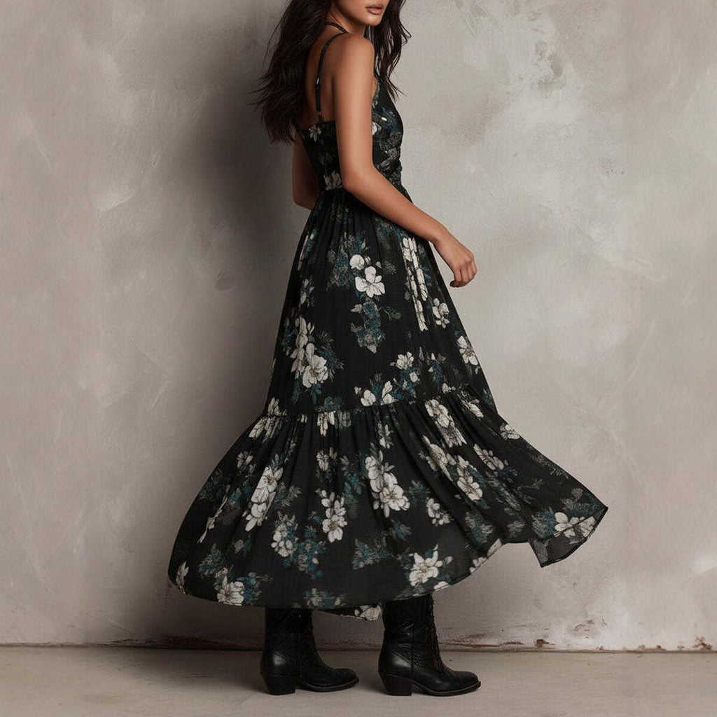 Slit chiffon maxi dress - Bohemian chic