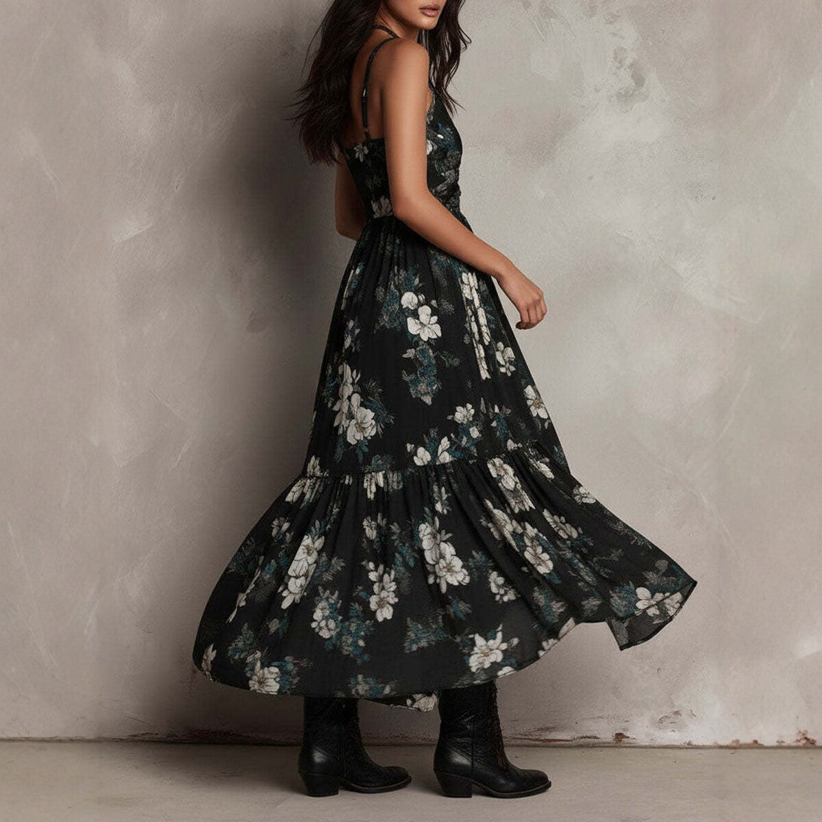 Slit chiffon maxi dress - Bohemian chic