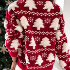 Pull de Noël tricoté avec motif de sapin de Noël blanc