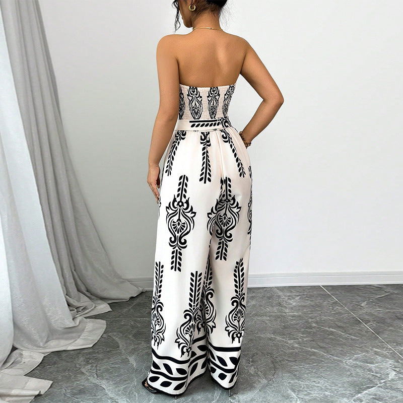 Combinaison pantalon bustier imprimée