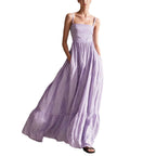 Robe longue rayée à fines bretelles