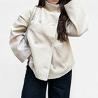 Manteau Court Femme Col Haut Chic