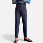 Pantalon drapé taille haute pour homme