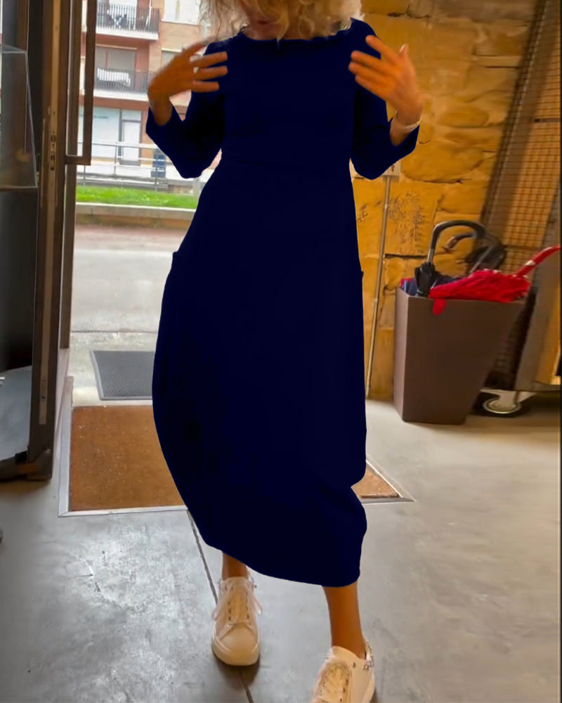 Alessandra | Robe Midi Col Ronde Automne
