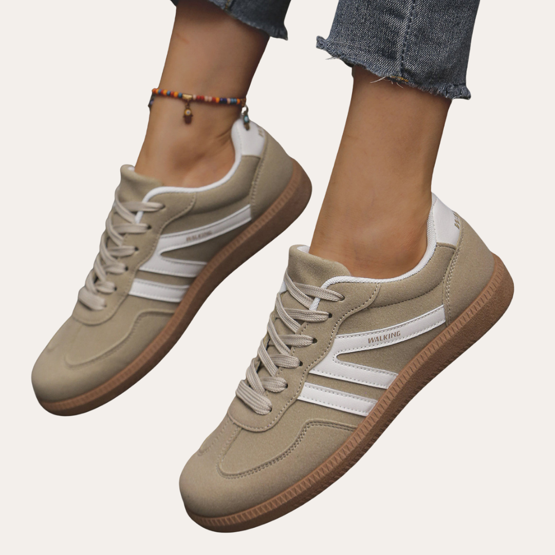Baskets orthopédiques en cuir pour femmes - Chaussures de loisirs confortables avec voûte plantaire, semelle souple & forme ergonomique