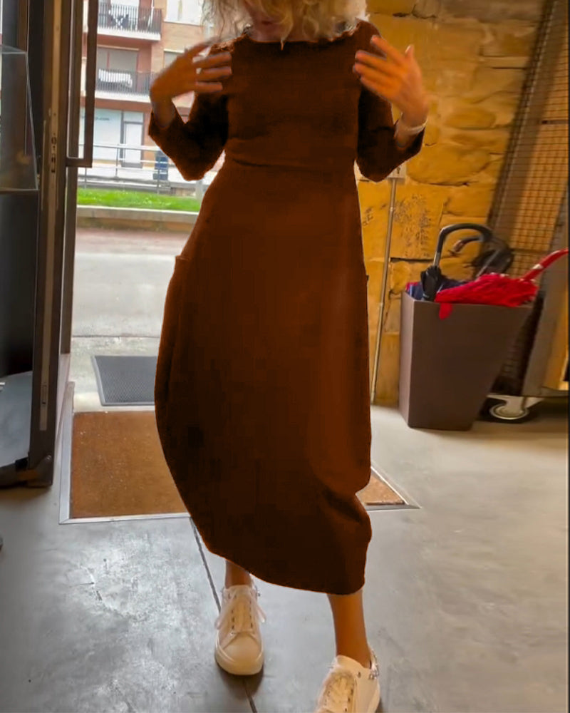 Alessandra | Robe Midi Col Ronde Automne