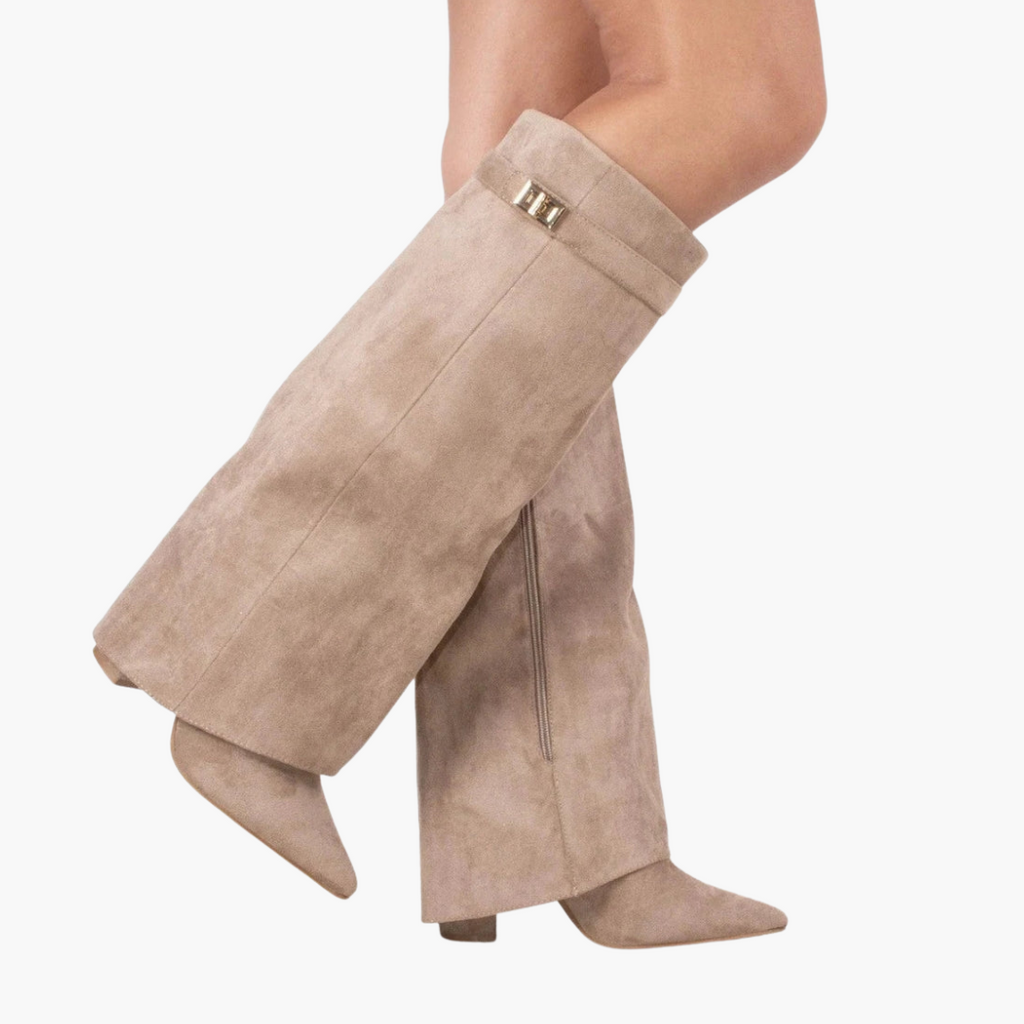 Women's suede orthopedic boots with a low heel