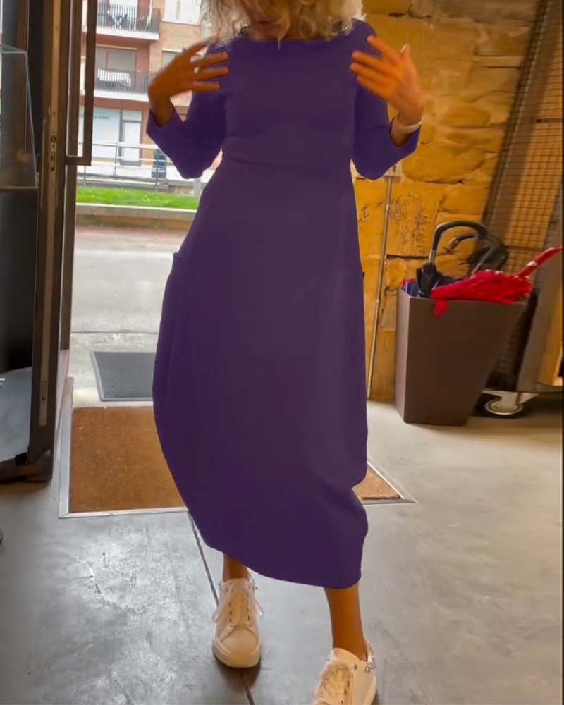 Alessandra | Robe Midi Col Ronde Automne
