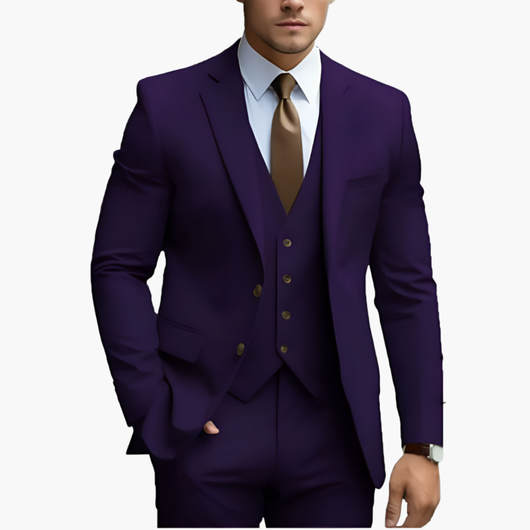 Costume homme élégant avec veste, gilet et pantalon