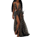 Sleeveless openwork maxi dress — Black
