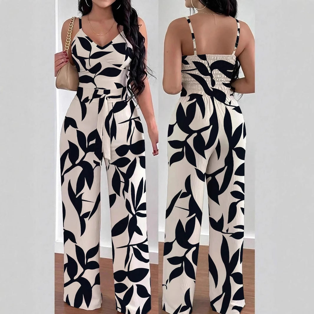 Printed dungaree jumpsuit