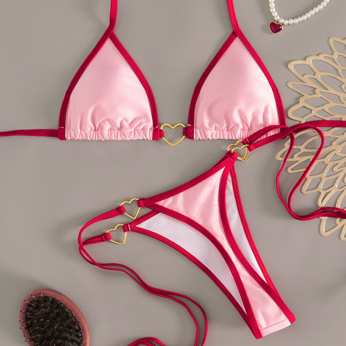 Janelle — Pink triangle two-piece bikini