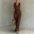 Robe Asymétrique Marron Café — Allure Chic et Épurée