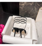 Stiletto heeled rhinestone strap pumps