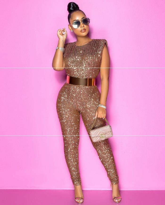 Combinaison pantalon sans manches en strass - Chic&Shines