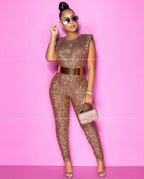 Combinaison pantalon sans manches en strass - Chic&Shines