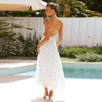 Floral backless fluid dress — Resort elegance
