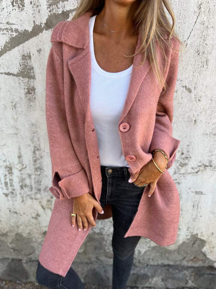 Long women's coat with a wrap closure | Elegant cotton coat for spring and autumn