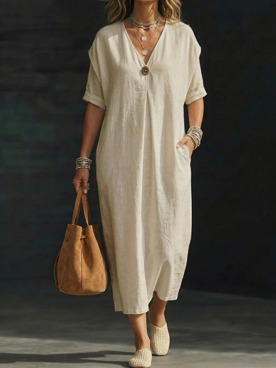 Linen and cotton wrap dress — Bohemian comfort