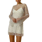 Clémence | Beaded Knit Winter Suspender Dress Set