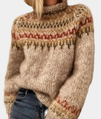 Dames Gebreide Trui met Fair Isle Patroon - Hiver