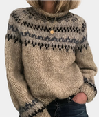 Dames Gebreide Trui met Fair Isle Patroon - Hiver