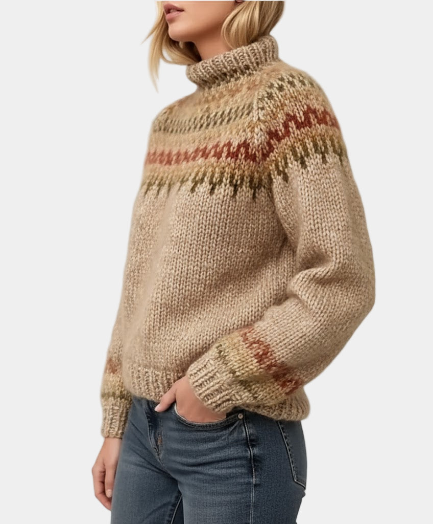 Dames Gebreide Trui met Fair Isle Patroon - Hiver