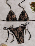 Méline — Black lace triangle two-piece bikini